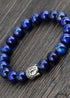 Boho Bracelet, Stretchy Bracelet, 8MM Blue Lapis Luzuli Antique Buddha